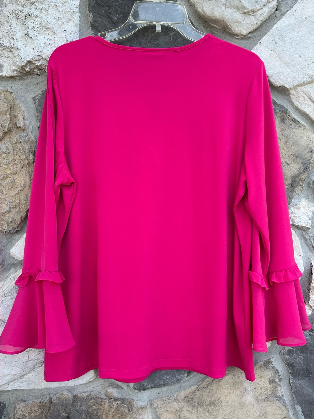 Susan Graver Liquid Knit Blouse Top Size L Pink Embellished Feminine Romantic - Picture 2 of 8